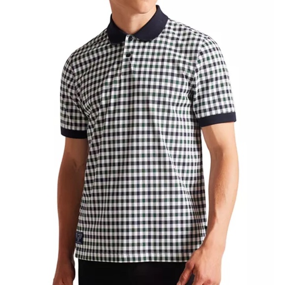 TED BAKER LONDON Bowie House Check Regular Fit Golf Polo Shirt Size S - Picture 1 of 6